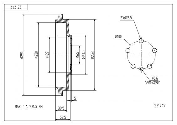 Hart 231 747 - Tamburo freno autozon.pro