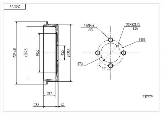 Hart 231 779 - Tamburo freno autozon.pro