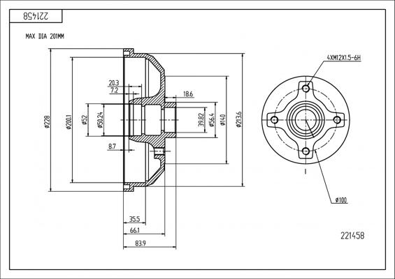 Hart 221 458 - Tamburo freno autozon.pro