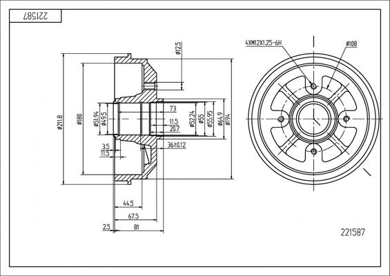 Hart 221 587 - Tamburo freno autozon.pro