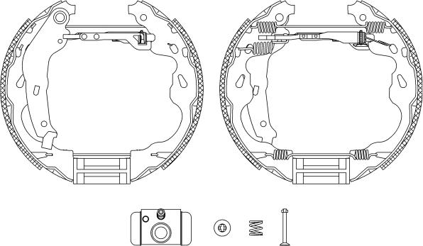 HELLA 8DB 355 004-931 - Kit ganasce freno autozon.pro