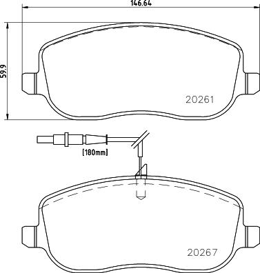 HELLA 8DB 355 010-501 - Kit pastiglie freno, Freno a disco autozon.pro