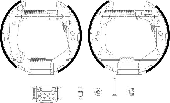 HELLA 8DB 355 038-161 - Kit ganasce freno autozon.pro