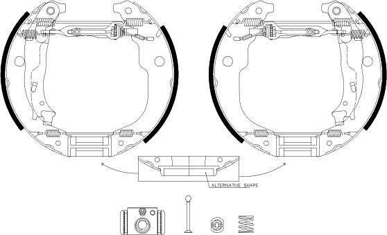 HELLA 8DB 355 038-131 - Kit ganasce freno autozon.pro