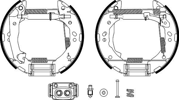 HELLA 8DB 355 038-171 - Kit ganasce freno autozon.pro