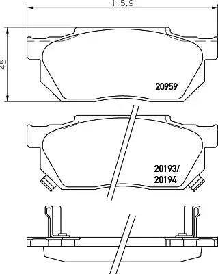 HELLA 8DB 355 005-641 - Kit pastiglie freno, Freno a disco autozon.pro