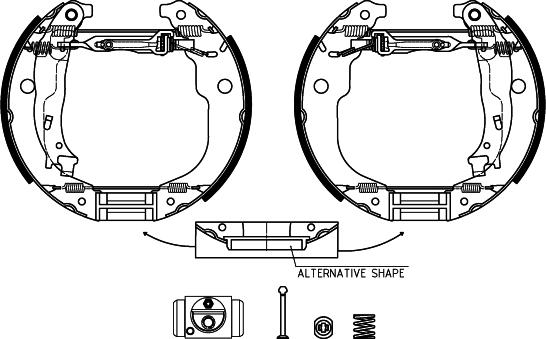 HELLA 8DB 355 022-951 - Kit ganasce freno autozon.pro