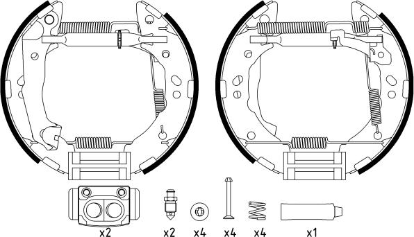 HELLA 8DB 355 022-631 - Kit ganasce freno autozon.pro