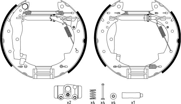 HELLA 8DB 355 022-731 - Kit ganasce freno autozon.pro