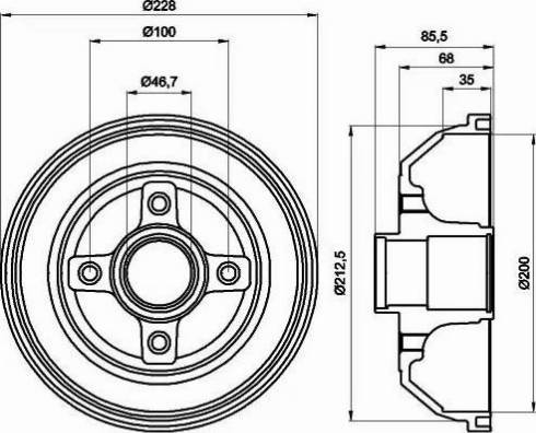 HELLA 8DT 355 300-401 - Tamburo freno autozon.pro