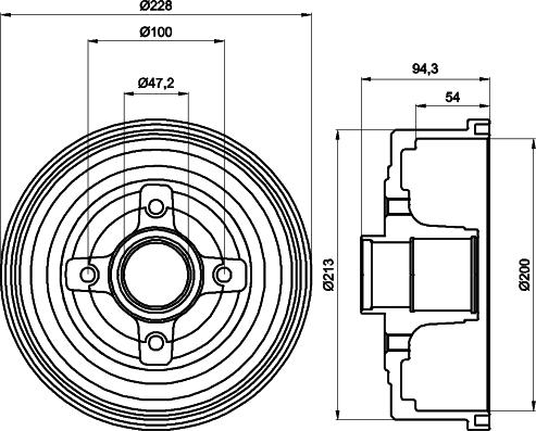 HELLA 8DT 355 300-411 - Tamburo freno autozon.pro