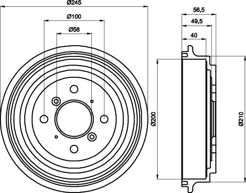 HELLA 8DT 355 300-571 - Tamburo freno autozon.pro