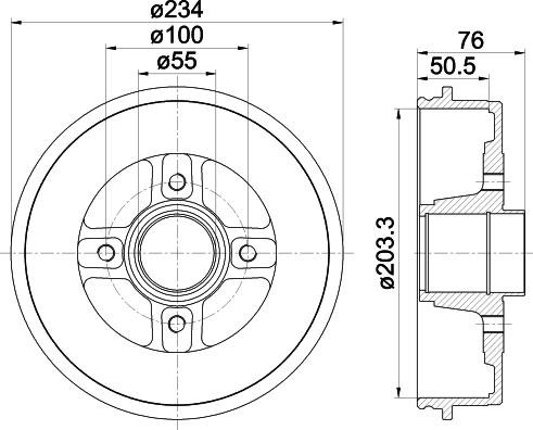 HELLA 8DT 355 300-641 - Tamburo freno autozon.pro