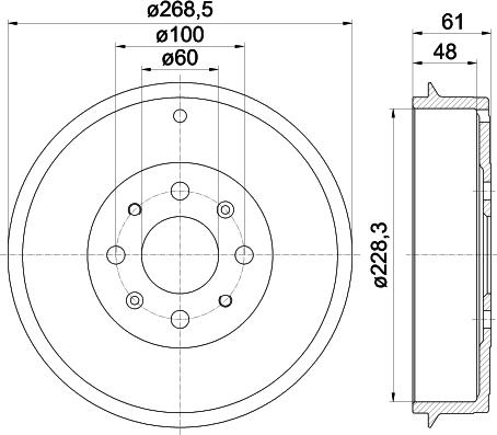 HELLA 8DT 355 300-651 - Tamburo freno autozon.pro