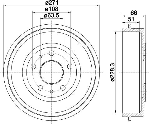 HELLA 8DT 355 300-661 - Tamburo freno autozon.pro