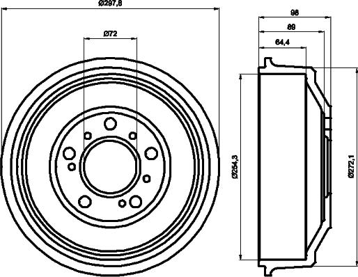 HELLA 8DT 355 300-061 - Tamburo freno autozon.pro