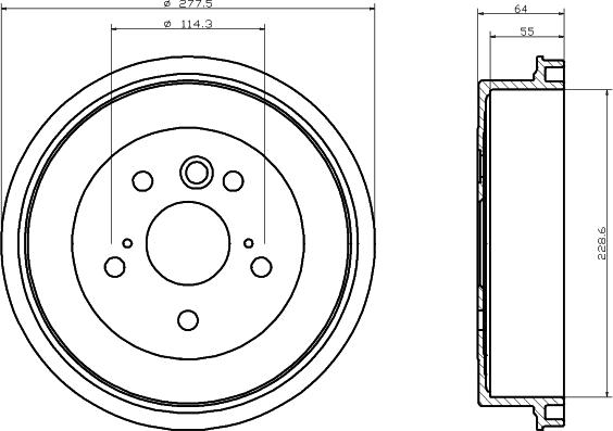 HELLA 8DT 355 300-031 - Tamburo freno autozon.pro