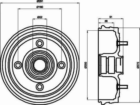 HELLA 8DT 355 300-891 - Tamburo freno autozon.pro