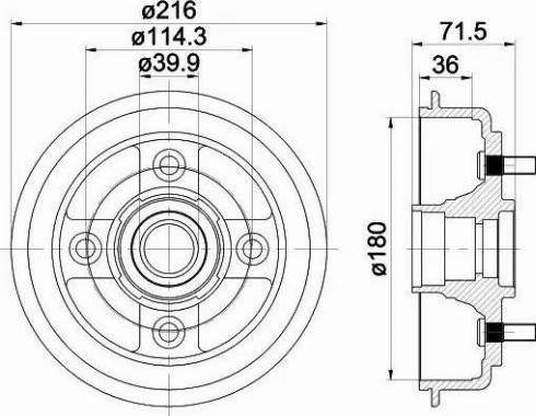 HELLA 8DT 355 300-851 - Tamburo freno autozon.pro