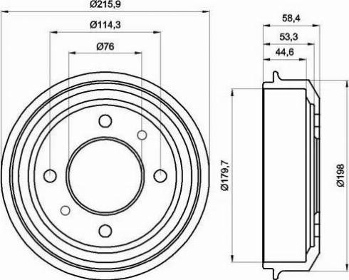 HELLA 8DT 355 300-861 - Tamburo freno autozon.pro