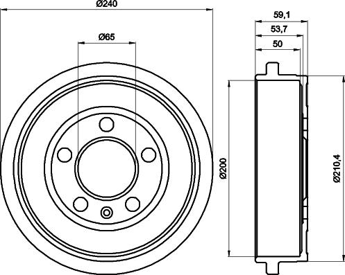 HELLA 8DT 355 300-371 - Tamburo freno autozon.pro