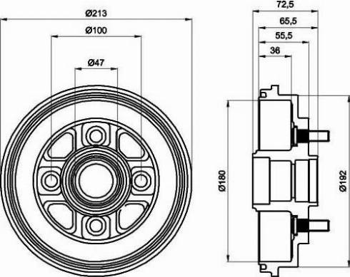 HELLA 8DT 355 300-281 - Tamburo freno autozon.pro