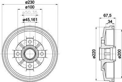 HELLA 8DT 355 301-941 - Tamburo freno autozon.pro