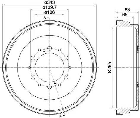 HELLA 8DT 355 301-911 - Tamburo freno autozon.pro