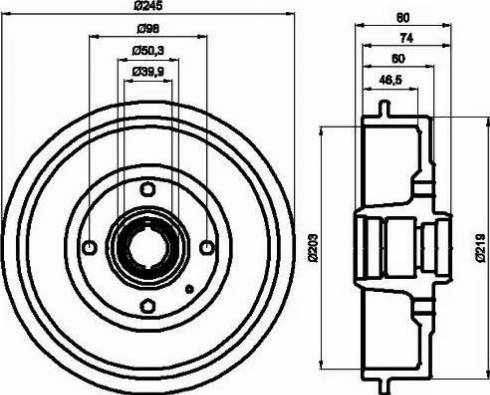 HELLA 8DT 355 301-411 - Tamburo freno autozon.pro