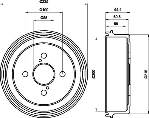 HELLA 8DT 355 301-501 - Tamburo freno autozon.pro