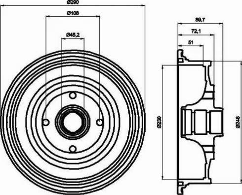 HELLA 8DT 355 301-601 - Tamburo freno autozon.pro