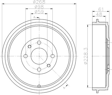 HELLA 8DT 355 301-091 - Tamburo freno autozon.pro