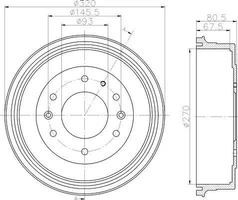 HELLA 8DT 355 301-051 - Tamburo freno autozon.pro