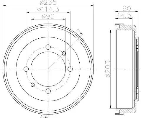 HELLA 8DT 355 301-061 - Tamburo freno autozon.pro