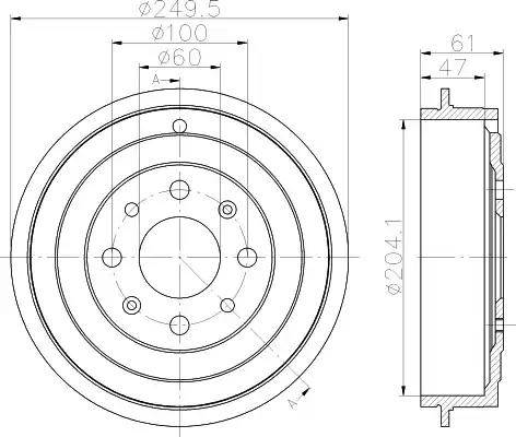 HELLA 8DT 355 301-101 - Tamburo freno autozon.pro