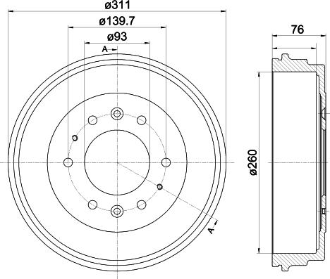 HELLA 8DT 355 301-841 - Tamburo freno autozon.pro