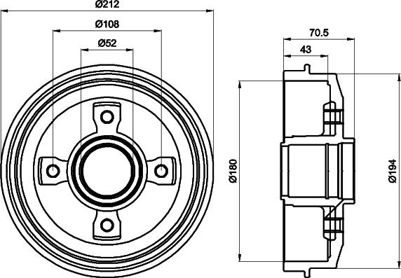 HELLA 8DT 355 301-211 - Tamburo freno autozon.pro