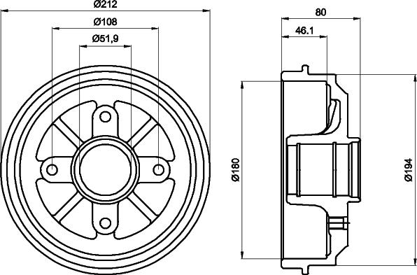 HELLA 8DT 355 301-281 - Tamburo freno autozon.pro