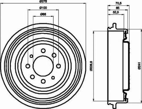 HELLA 8DT 355 301-271 - Tamburo freno autozon.pro