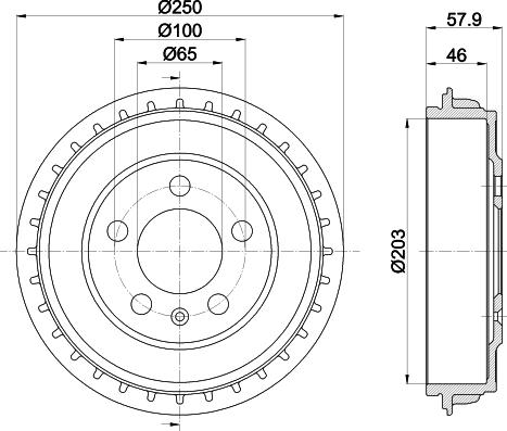 HELLA 8DT 355 303-441 - Tamburo freno autozon.pro