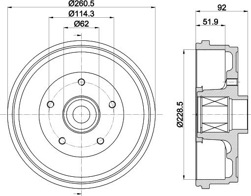 HELLA 8DT 355 303-401 - Tamburo freno autozon.pro