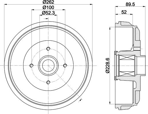 HELLA 8DT 355 303-411 - Tamburo freno autozon.pro