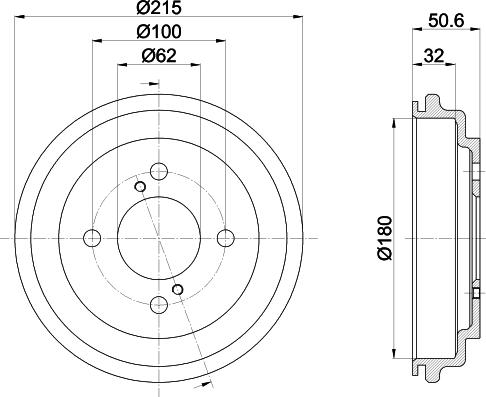 HELLA 8DT 355 303-571 - Tamburo freno autozon.pro