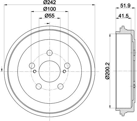 HELLA 8DT 355 303-601 - Tamburo freno autozon.pro