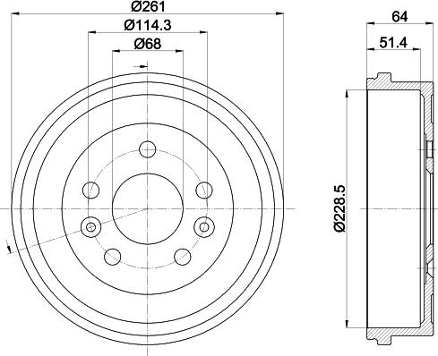 HELLA 8DT 355 303-151 - Tamburo freno autozon.pro