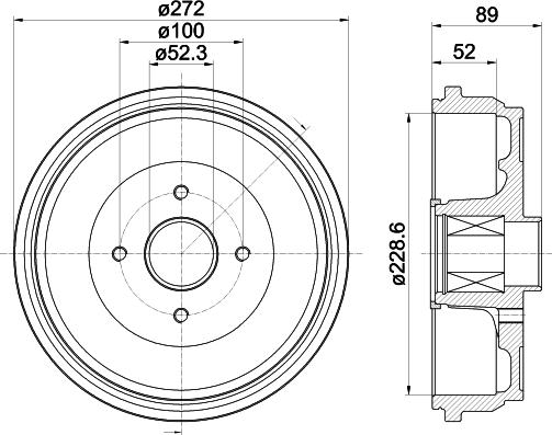 HELLA 8DT 355 303-111 - Tamburo freno autozon.pro