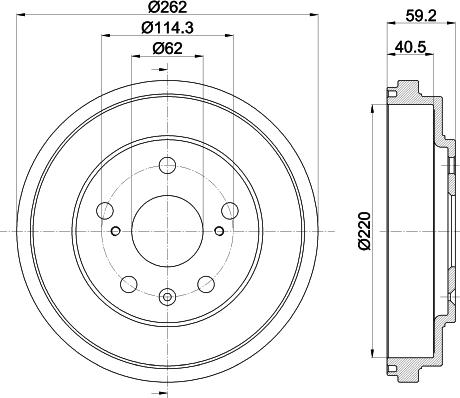 HELLA 8DT 355 303-391 - Tamburo freno autozon.pro