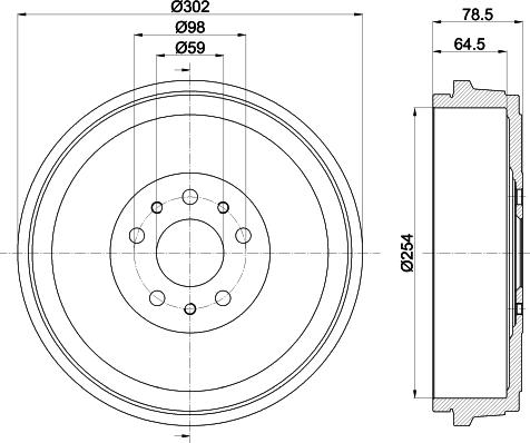 HELLA 8DT 355 303-341 - Tamburo freno autozon.pro