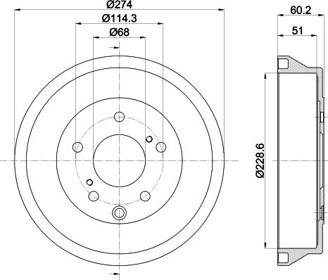 HELLA 8DT 355 303-311 - Tamburo freno autozon.pro