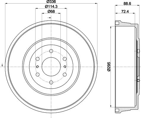 HELLA 8DT 355 303-331 - Tamburo freno autozon.pro